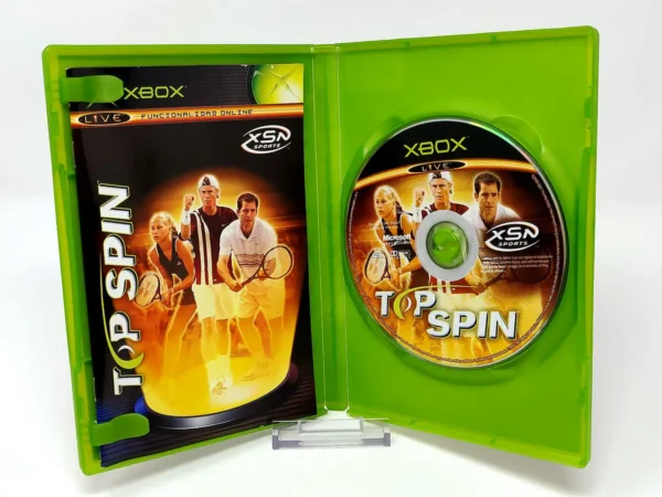 Interior del juego Top Spin (ESP) para XBOX con disco y manual