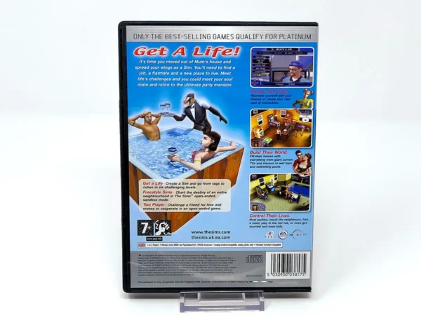 Parte trasera de The Sims (UK) (Platinum) para PlayStation 2, edición PAL UK