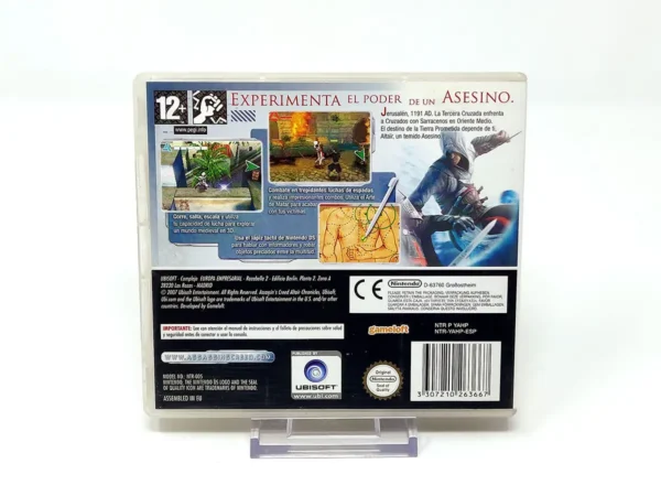 Parte trasera de Assassin's Creed: Altair's Chronicles (ESP) para Nintendo DS, edición PAL España