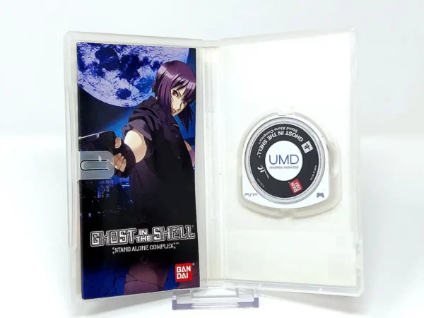 Interior del juego Ghost in the Shell: Stand Alone Complex (ESP) para PSP con disco y manual
