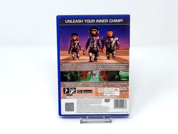 Parte trasera de Space Chimps (UK) para PlayStation 2, edición PAL UK