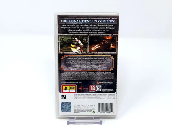 Parte trasera de God of War: Ghost of Sparta (ESP) (Essentials) para PSP, edición PAL España