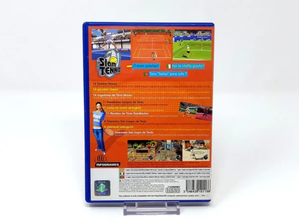 Parte trasera de Slam Tennis (ESP) para PlayStation 2, edición PAL España