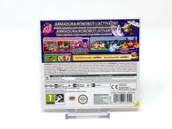 Parte trasera de Kirby: Planet Robobot (ESP) para Nintendo 3DS, edición PAL España