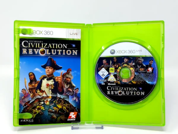 Interior del juego Sid Meier's Civilization Revolution (ESP) para XBOX 360 con disco y manual