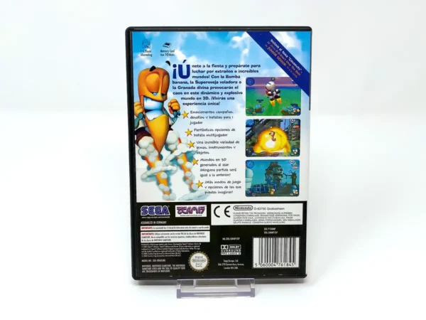 Parte trasera de Worms 3D (ESP) para Nintendo GameCube, edición PAL España