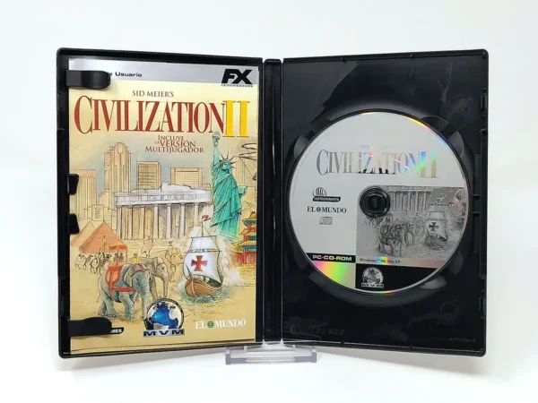Interior del juego Civilization II de Sid Meier (ESP) para PC con disco y manual