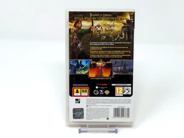 Parte trasera de El Señor de los Anillos: Las Aventuras de Aragorn (ESP) para PSP, edición PAL España