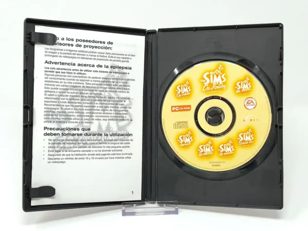Interior del juego Los Sims: De Vacaciones (ESP) para PC con disco y manual
