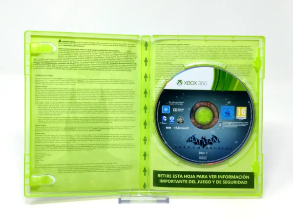 Interior del juego Batman: Arkham Origins (ESP) para XBOX 360 con disco y manual