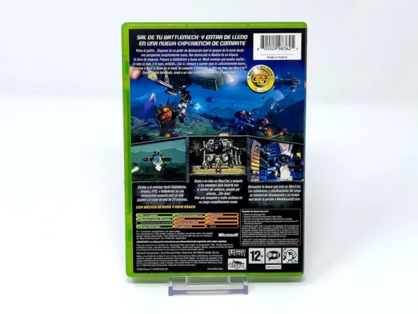 Parte trasera de MechAssault 2: Lone Wolf (ESP) para XBOX, edición PAL España