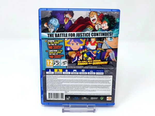 Parte trasera de My Hero One's Justice 2 (ESP) para PlayStation 4, edición PAL España