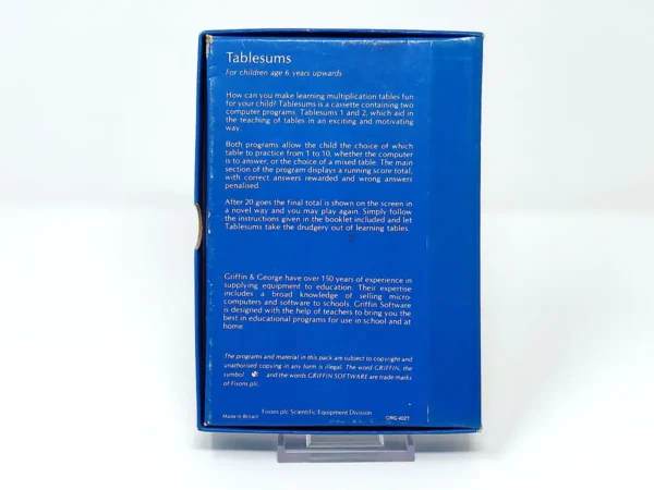 Parte trasera de Tablesums para Sinclair ZX Spectrum