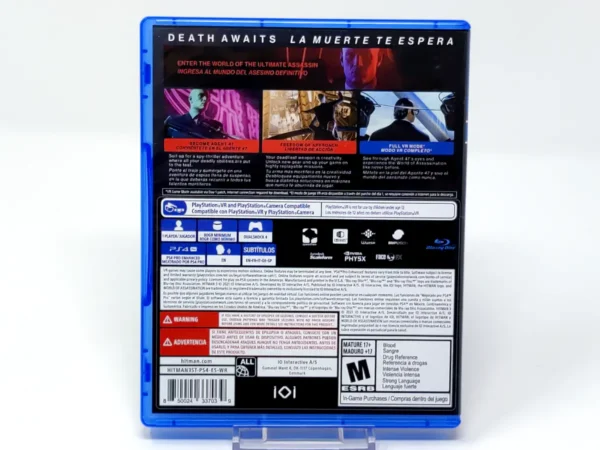 Parte trasera de Hitman 3 (USA) para PlayStation 4, edición NTSC USA