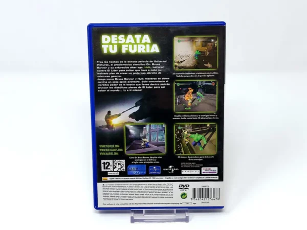 Parte trasera de Hulk (ESP) para PlayStation 2, edición PAL España