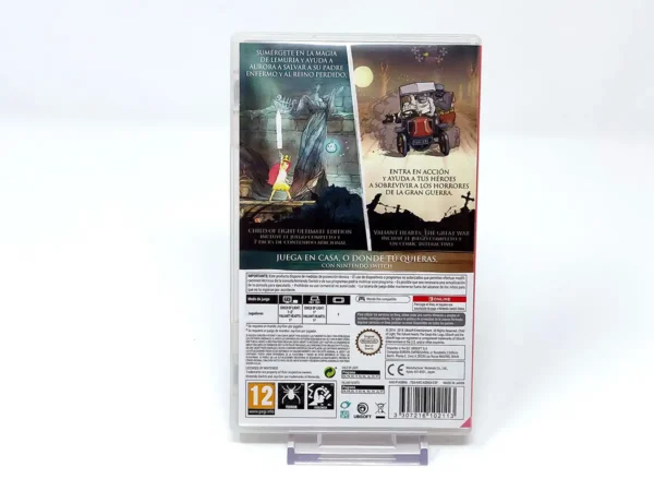 Parte trasera de Compilation Child Of Light + Valiant Heart (ESP) para Nintendo Switch, edición PAL España