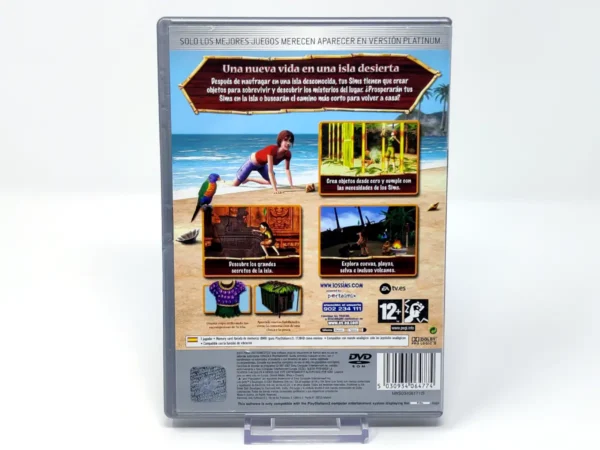 Parte trasera de Los Sims 2: Náufragos (ESP) (Platinum) para PlayStation 2, edición PAL España