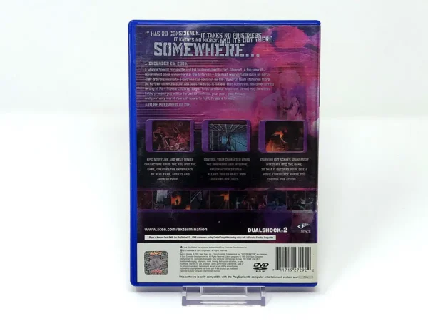Parte trasera de Extermination (UK) para PlayStation 2, edición PAL UK