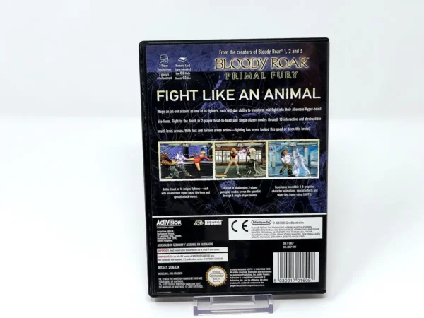 Parte trasera de Bloody Roar: Primal Fury (UK) para Nintendo GameCube, edición PAL UK