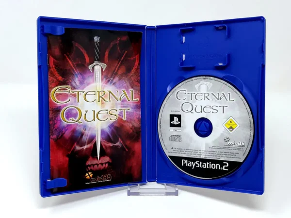 Interior del juego Eternal Quest (ESP) para PlayStation 2 con disco y manual