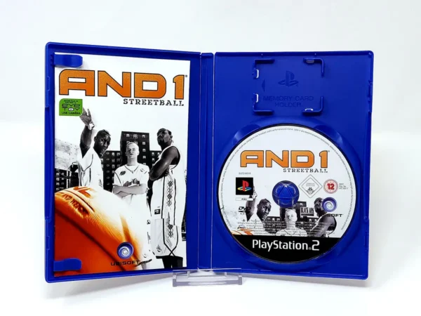 Interior del juego AND 1 Streetball (FRA) para PlayStation 2 con disco y manual