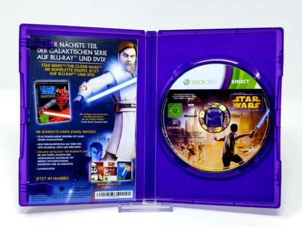 Interior del juego Kinect Star Wars (ALE) para XBOX 360 con disco y manual