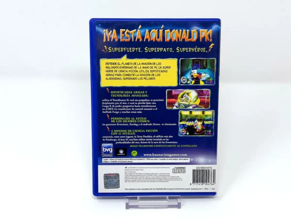 Parte trasera de Disney's Donald Duck PK: El Superhéroe (ESP) para PlayStation 2, edición PAL España