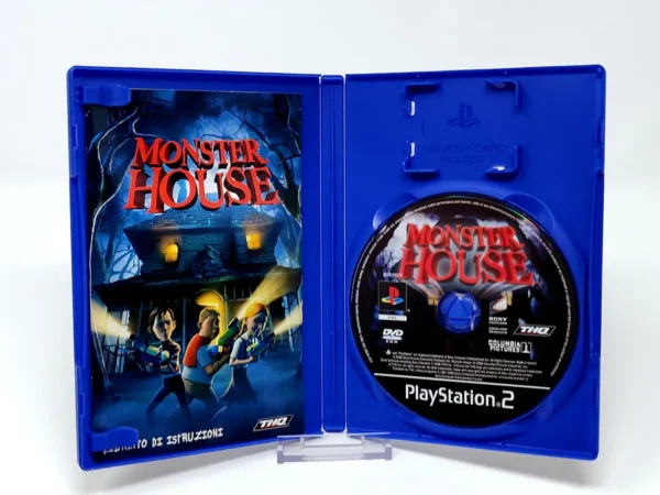 Interior del juego Monster House (ITA) para PlayStation 2 con disco y manual