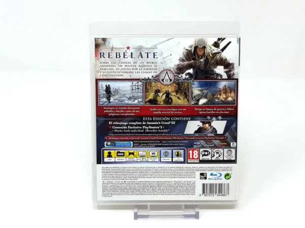Parte trasera de Assassin's Creed III (ESP) (v2) para PlayStation 3, edición PAL España