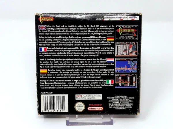 Parte trasera de NES Classics: Castlevania (ESP) (Rebajado) para Nintendo Game Boy Advance, edición PAL España