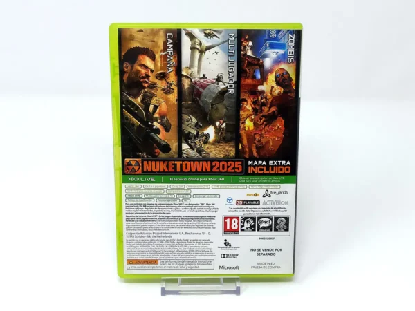 Parte trasera de Call of Duty: Black Ops II (ESP) (Versión 1) para XBOX 360, edición PAL España
