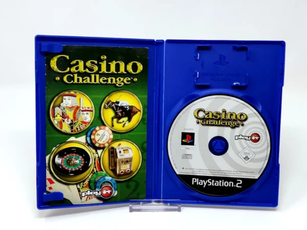 Interior del juego Casino Challenge (ESP) para PlayStation 2 con disco y manual