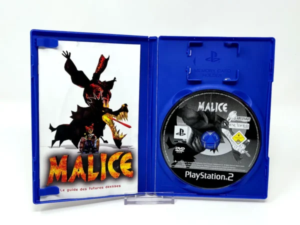 Interior del juego Malice (FRA) para PlayStation 2 con disco y manual