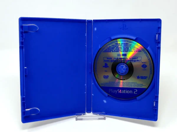 Interior del juego Buzz! ¿Qué Sabes de tu País? (ESP) (Promo) para PlayStation 2 con disco y manual