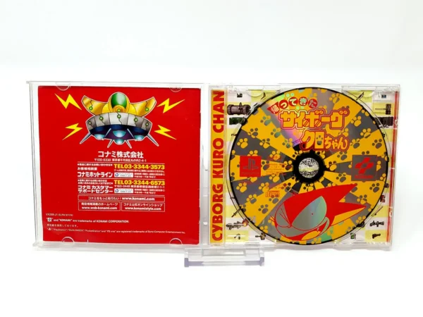 Interior del juego Kaette Kita Cyborg Kuro-chan (JAP) para PlayStation 1 con disco y manual