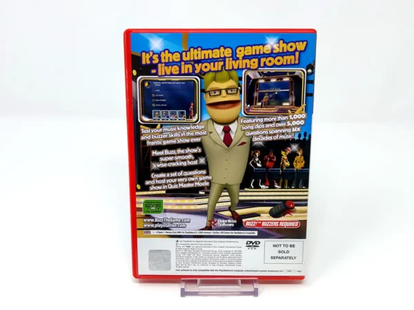 Parte trasera de Buzz! The Music Quiz (UK) para PlayStation 2, edición PAL UK