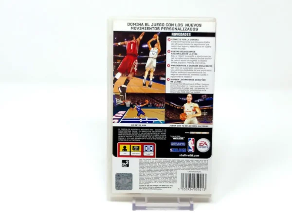Parte trasera de NBA Live 08 (ESP) para PSP, edición PAL España