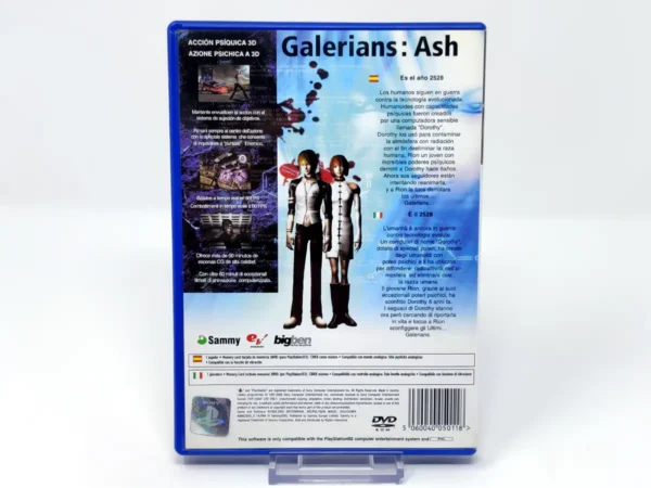 Parte trasera de Galerians: Ash (ESP) para PlayStation 2, edición PAL España