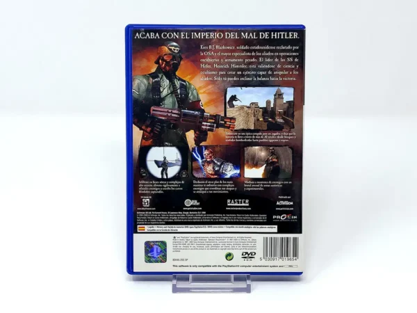 Parte trasera de Return to Castle Wolfenstein: Operation Resurrection (ESP) (Rebajado) para PlayStation 2, edición PAL España