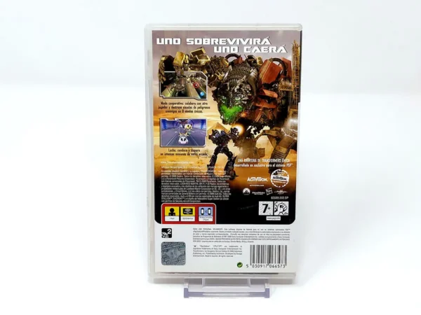 Parte trasera de Transformers: La Venganza de los Caídos (ESP) para PSP, edición PAL España