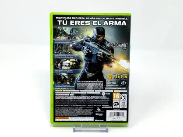 Parte trasera de Crysis 2 (ESP) para XBOX 360, edición PAL España