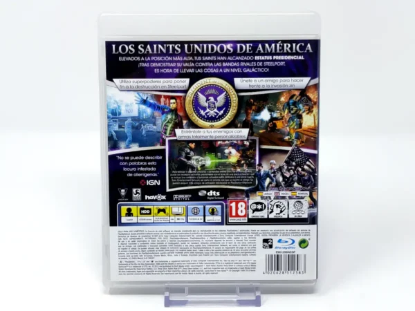 Parte trasera de Saints Row IV (ESP) para PlayStation 3, edición PAL España