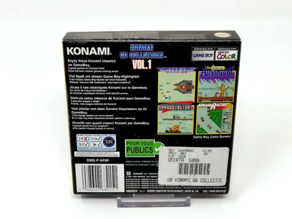 Parte trasera de Konami GB Collection Vol.1 (ESP) para Nintendo Game Boy Color, edición PAL España
