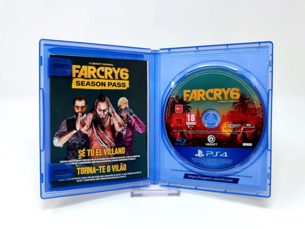 Interior del juego Far Cry 6 (ESP) para PlayStation 4 con disco y manual