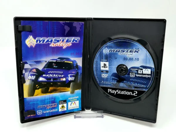 Interior del juego Master Rallye (UK) para PlayStation 2 con disco y manual