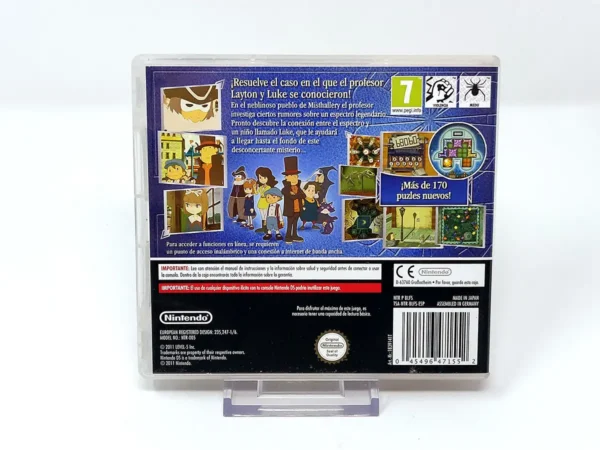 Parte trasera de El Profesor Layton y la Llamada del Espectro (ESP) para Nintendo DS, edición PAL España