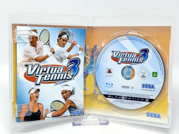 Interior del juego Virtua Tennis 3 (ESP) para PlayStation 3 con disco y manual