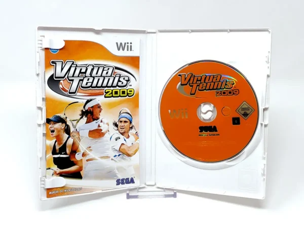 Interior del juego Virtua Tennis 2009 (ESP) para Nintendo Wii con disco y manual