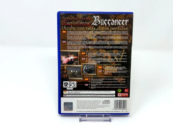 Parte trasera de Buccaneer (ESP) para PlayStation 2, edición PAL España