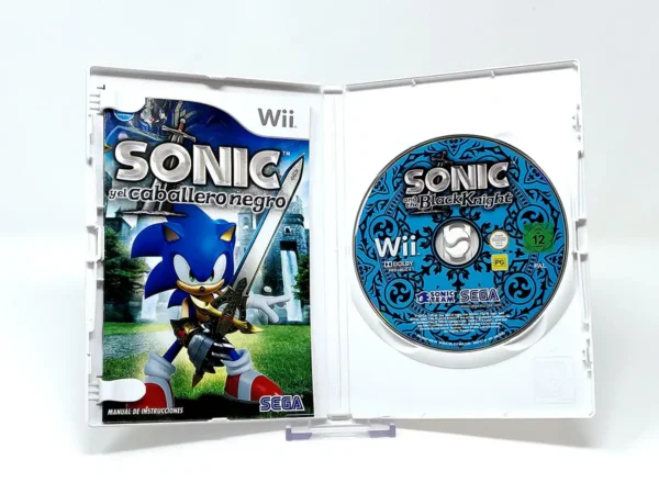 Interior del juego Sonic y el Caballero Negro (ESP) para Nintendo Wii con disco y manual